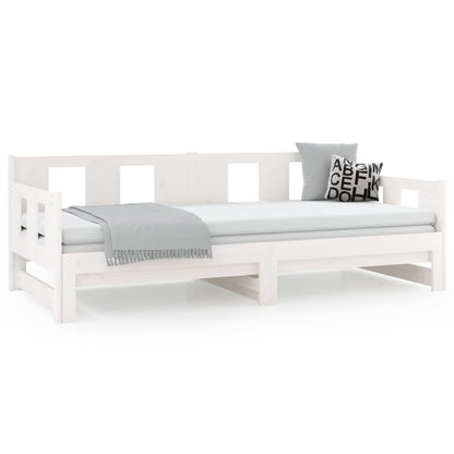 Dormeuse Estraibile Bianca Legno Massello di Pino 2x(80x200) cm