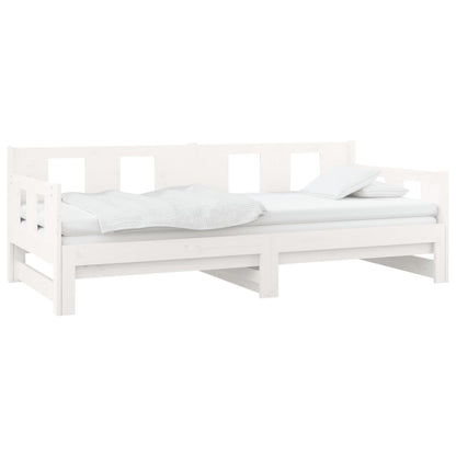 Dormeuse Estraibile Bianca Legno Massello di Pino 2x(90x190) cm