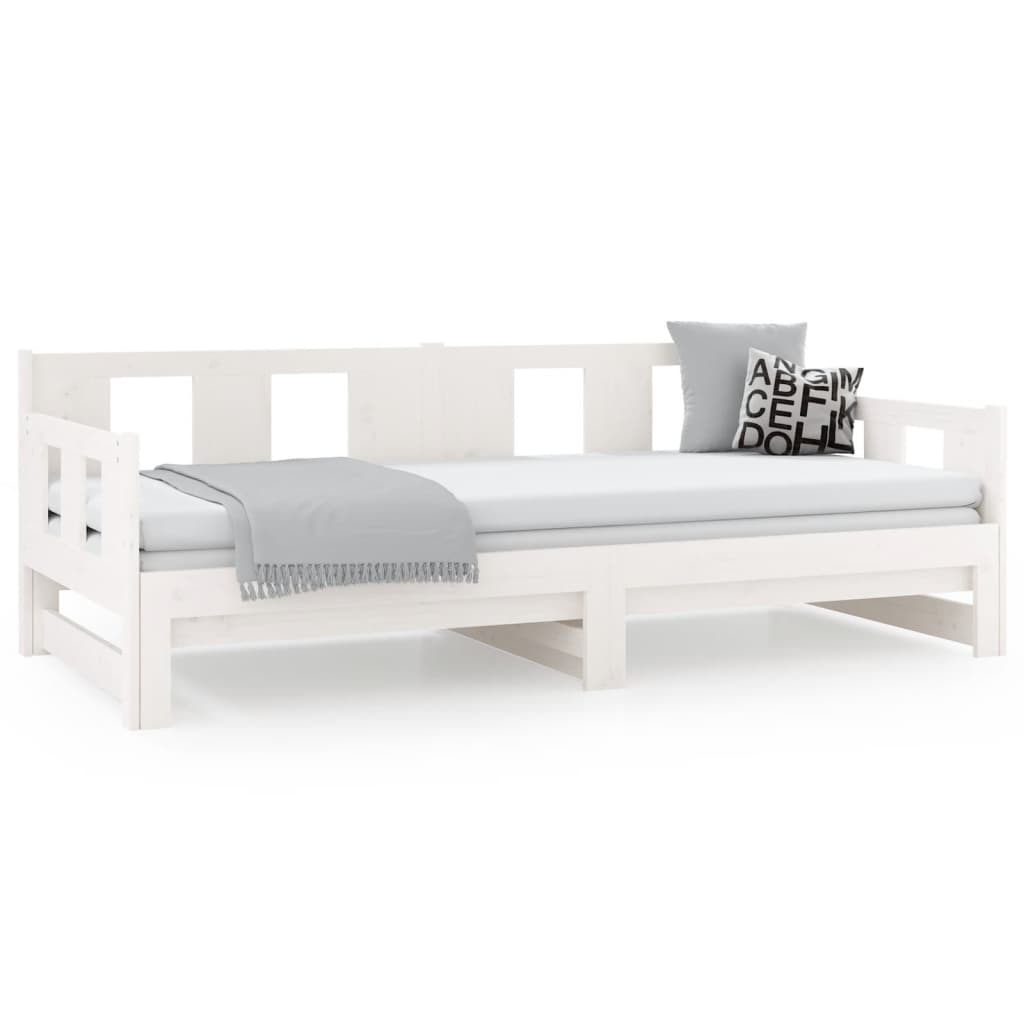 Dormeuse Estraibile Bianca Legno Massello di Pino 2x(90x190) cm