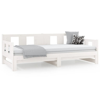 Dormeuse Estraibile Bianca Legno Massello di Pino 2x(90x190) cm