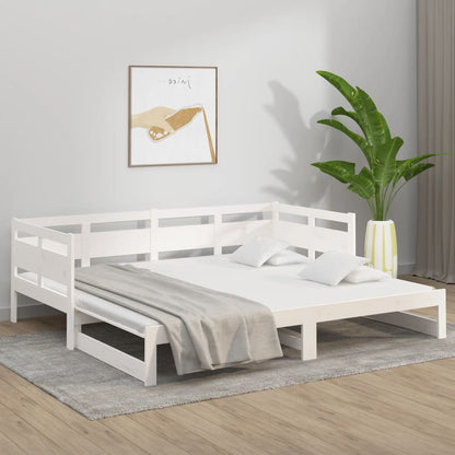 Dormeuse Estraibile Bianca Legno Massello di Pino 2x(90x200) cm