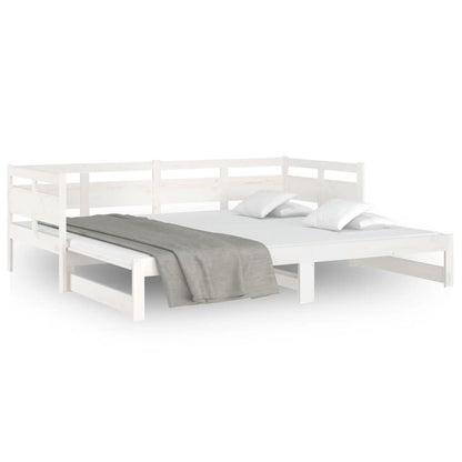 Dormeuse Estraibile Bianca Legno Massello di Pino 2x(90x200) cm