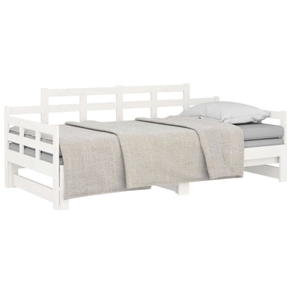 Dormeuse Estraibile Bianca Legno Massello di Pino 2x(90x200) cm