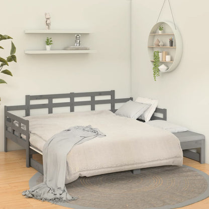 Dormeuse Estraibile Grigia Legno Massello di Pino 2x(90x200) cm