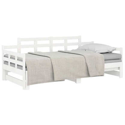 Dormeuse Estraibile Bianca Legno Massello di Pino 2x(80x200) cm
