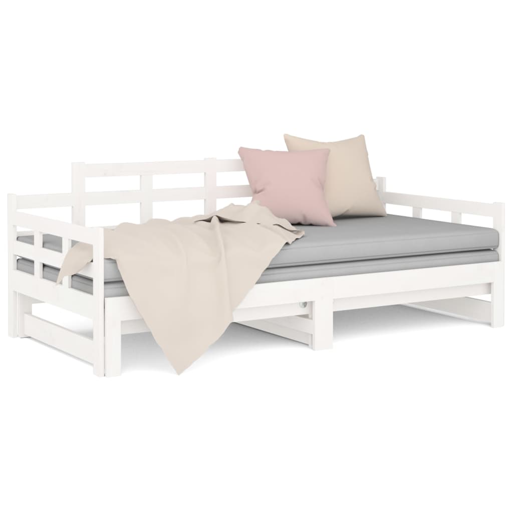 Dormeuse Estraibile Bianca Legno Massello di Pino 2x(90x190) cm