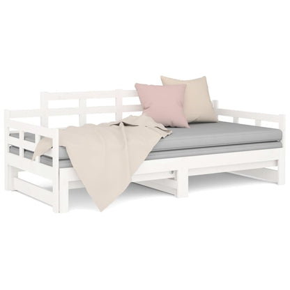 Dormeuse Estraibile Bianca Legno Massello di Pino 2x(90x190) cm