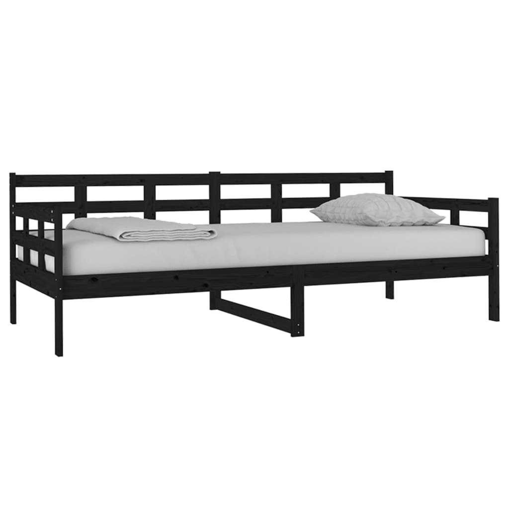 Dormeuse Nera in Legno Massello di Pino 90x200 cm