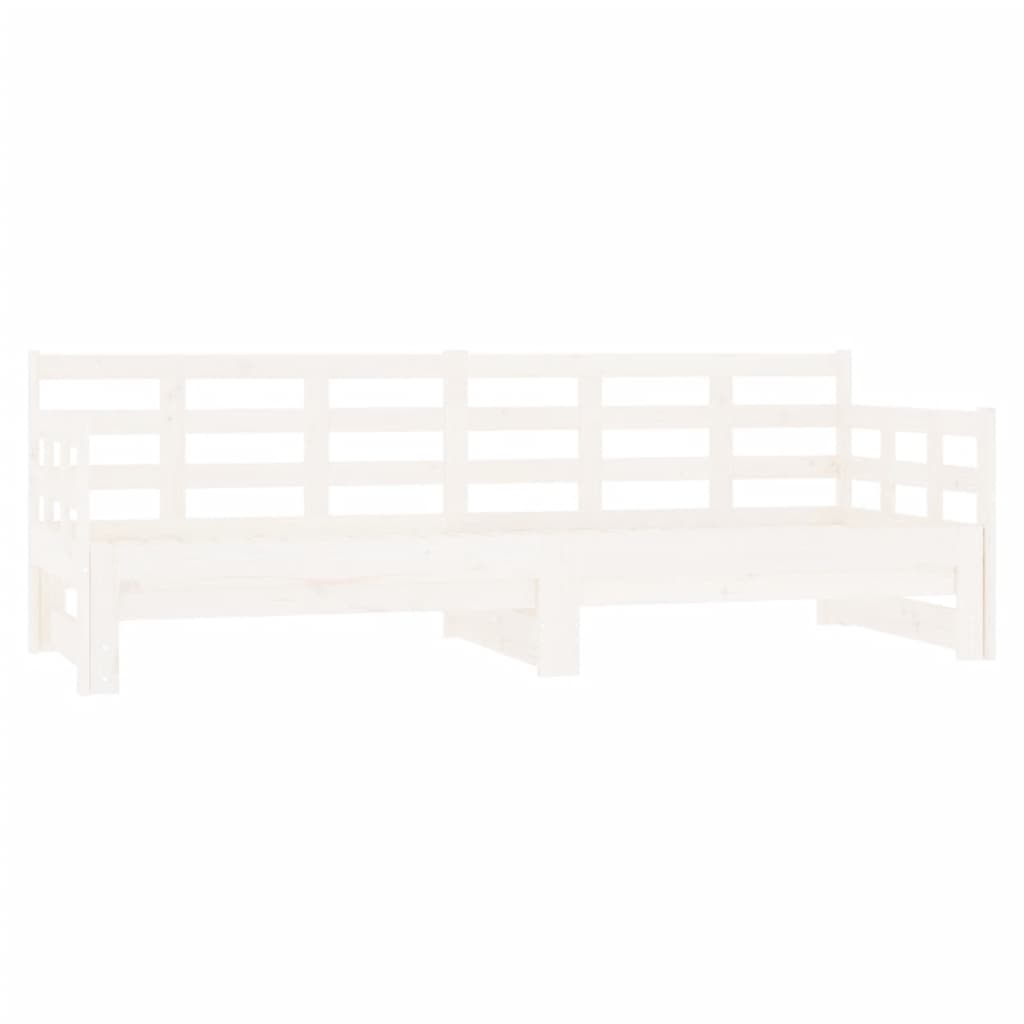 Dormeuse Estraibile Bianca Legno Massello di Pino 2x(90x200) cm