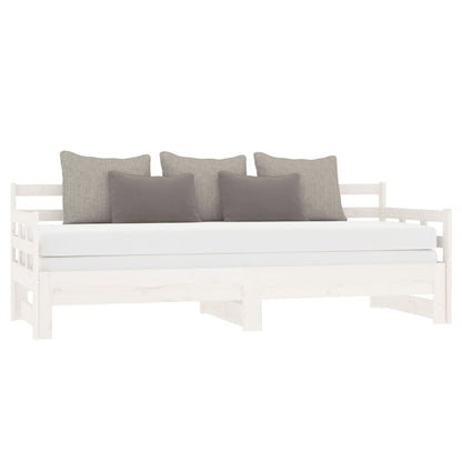 Dormeuse Estraibile Bianca Legno Massello di Pino 2x(90x200) cm