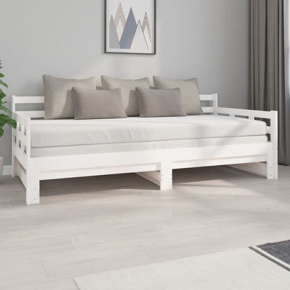 Dormeuse Estraibile Bianca Legno Massello di Pino 2x(90x200) cm