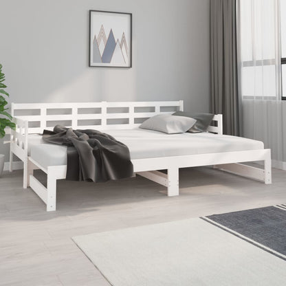 Dormeuse Estraibile Bianca Legno Massello di Pino 2x(80x200) cm