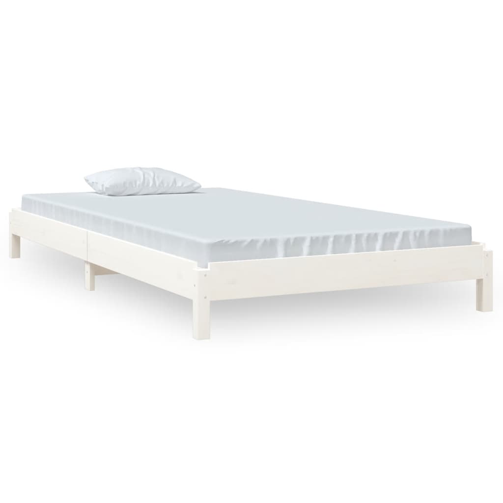 Letto Impilabile Bianco 90x200cm in Legno Massello di Pino