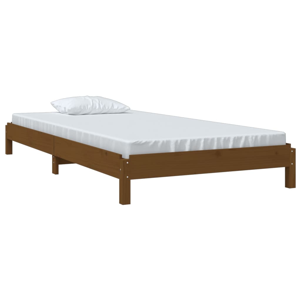 Letto Impilabile Marrone Ambra 90x190 cm Legno Massello di Pino