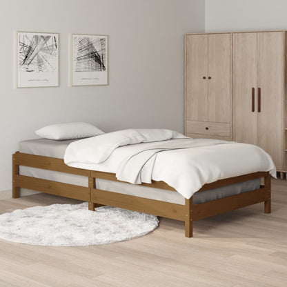 Letto Impilabile Marrone Ambra 90x190 cm Legno Massello di Pino