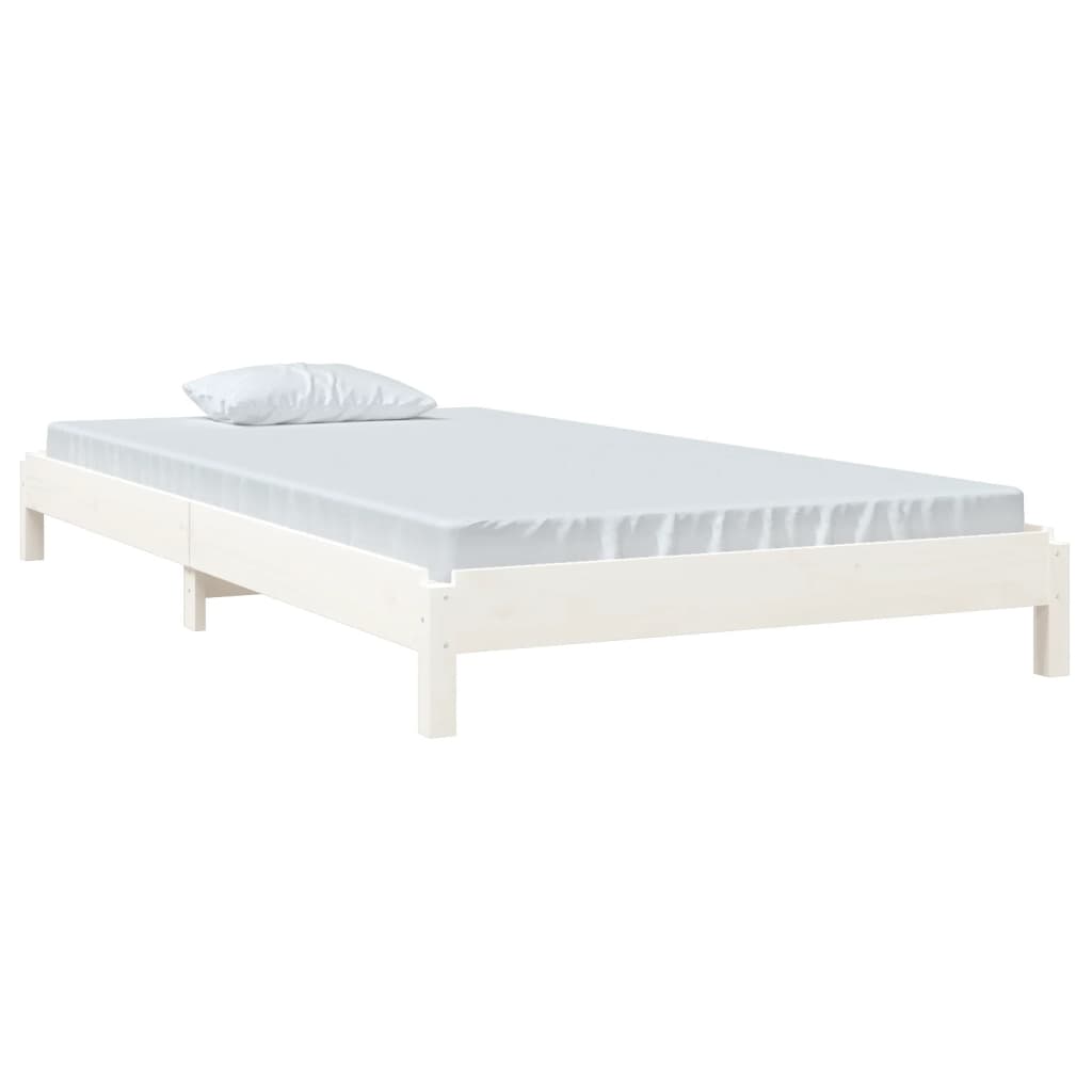 Letto Impilabile Bianco 75x190 cm in Legno Massello di Pino