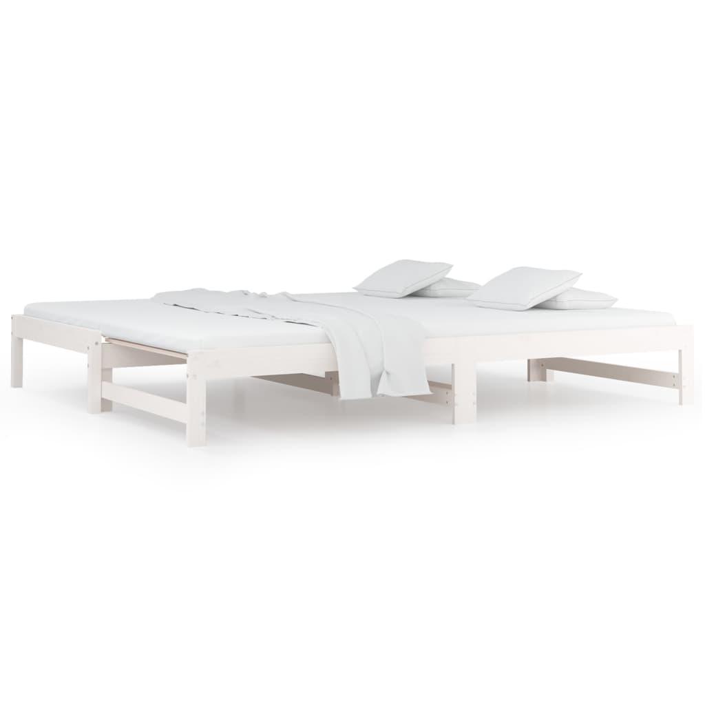 Dormeuse Estraibile Bianca 2x(80x200) cm Legno Massello di Pino