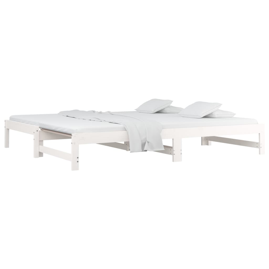 Dormeuse Estraibile Bianca 2x(80x200) cm Legno Massello di Pino