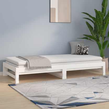 Dormeuse Estraibile Bianca 2x(80x200) cm Legno Massello di Pino