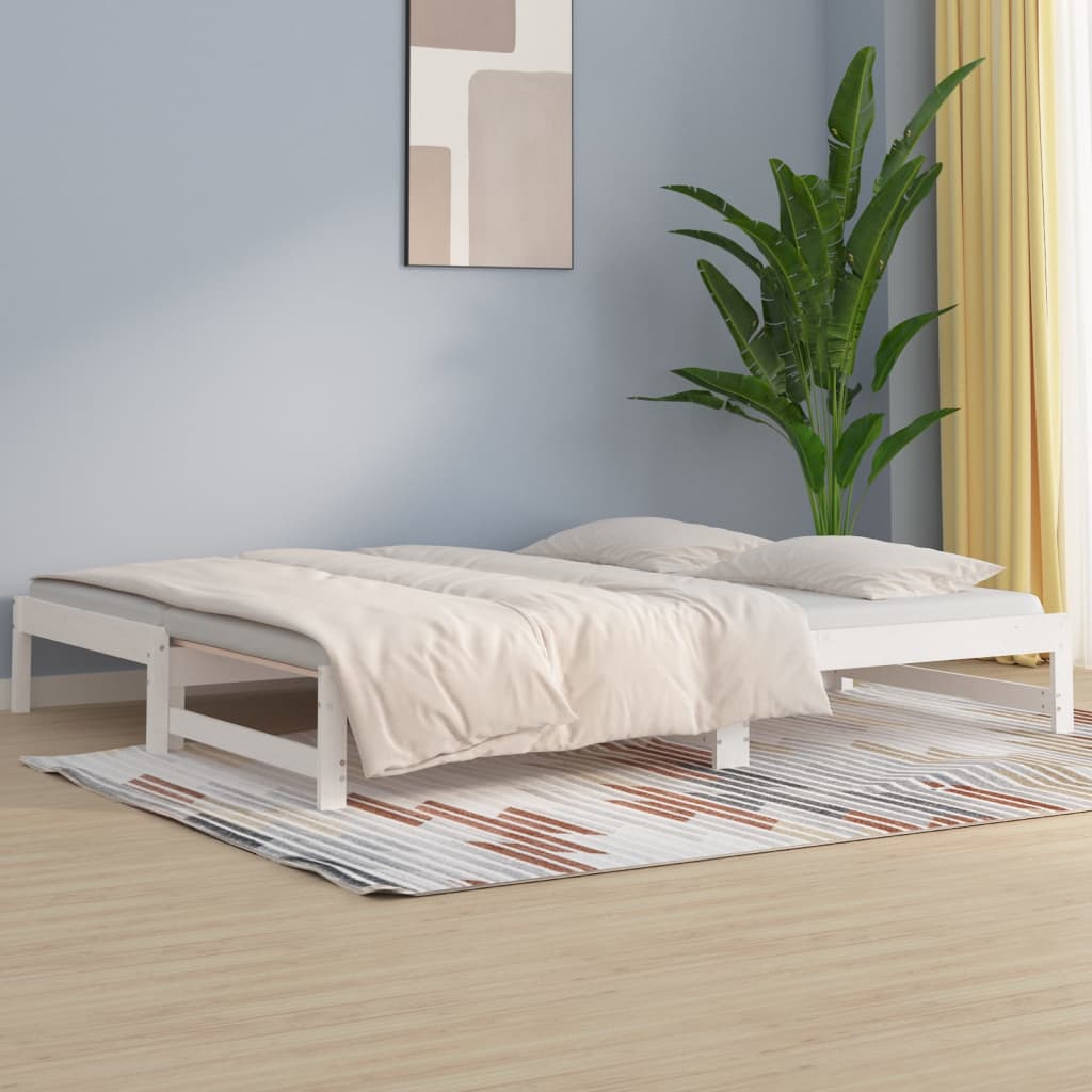 Dormeuse Estraibile Bianca 2x(80x200) cm Legno Massello di Pino
