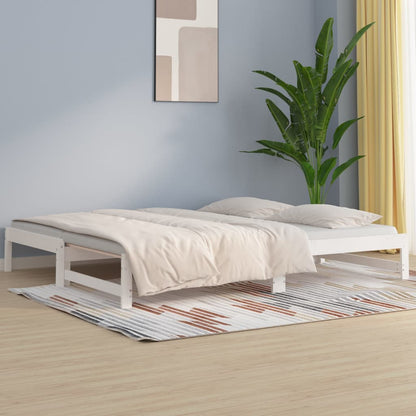 Dormeuse Estraibile Bianca 2x(80x200) cm Legno Massello di Pino