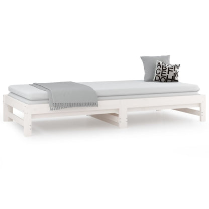 Dormeuse Estraibile Bianca 2x(90x190) cm Legno Massello di Pino