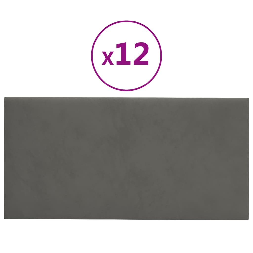 Pannelli Murali 12 pz Grigio Scuro 60x30 cm in Velluto 2,16 m²
