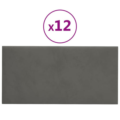 Pannelli Murali 12 pz Grigio Scuro 60x30 cm in Velluto 2,16 m²