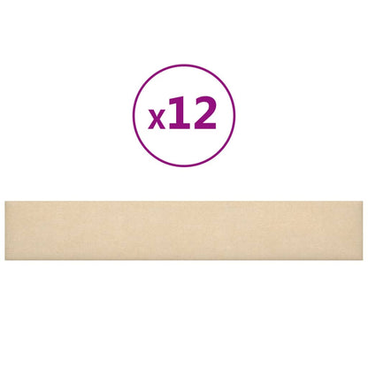 Pannelli Murali 12 pz Crema 90x15 cm Tessuto 1,62 m²