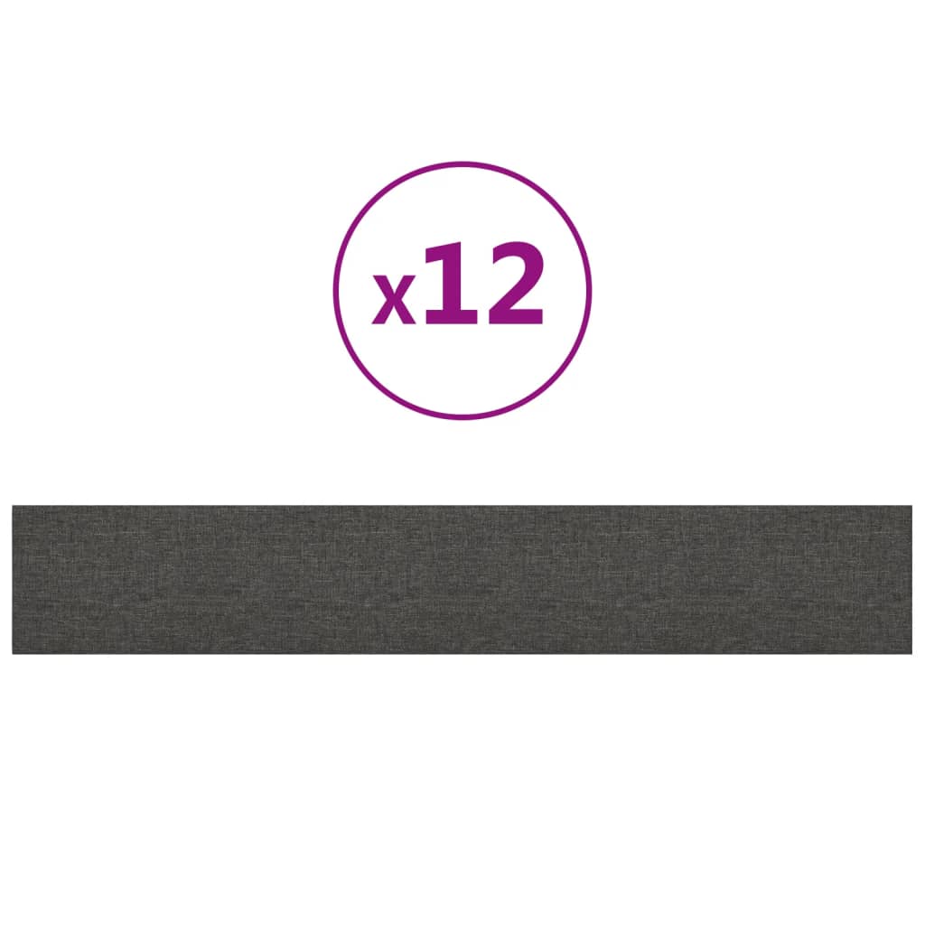 Pannelli Murali 12 pz Grigio Scuro 90x15 cm Tessuto 1,62 m²