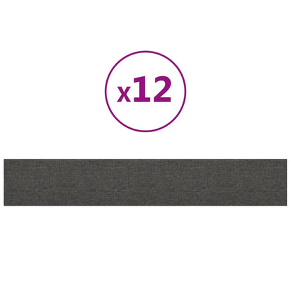 Pannelli Murali 12 pz Grigio Scuro 90x15 cm Tessuto 1,62 m²