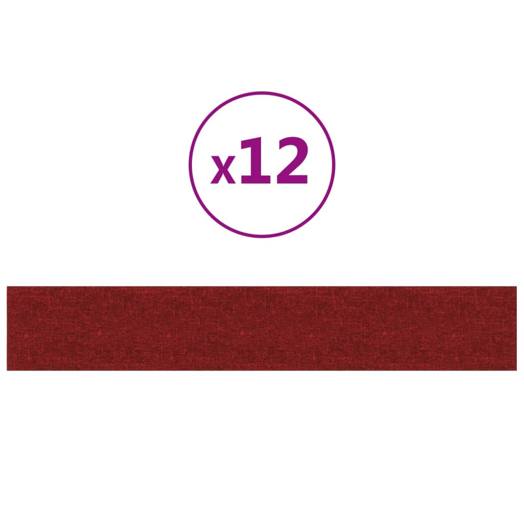 Pannelli Murali 12 pz Rosso Vino 90x15 cm Tessuto 1,62 m²