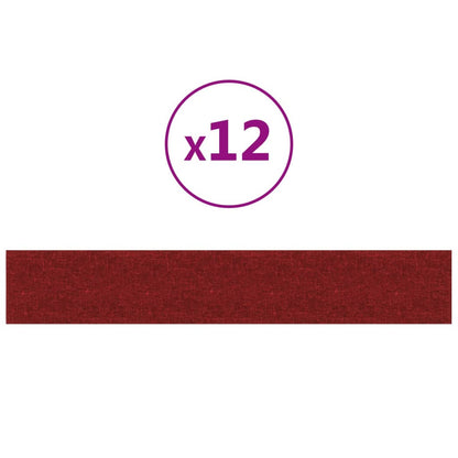 Pannelli Murali 12 pz Rosso Vino 90x15 cm Tessuto 1,62 m²
