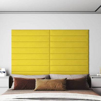 Pannelli Murali 12 pz Giallo chiaro 90x15 cm Tessuto 1,62 m²