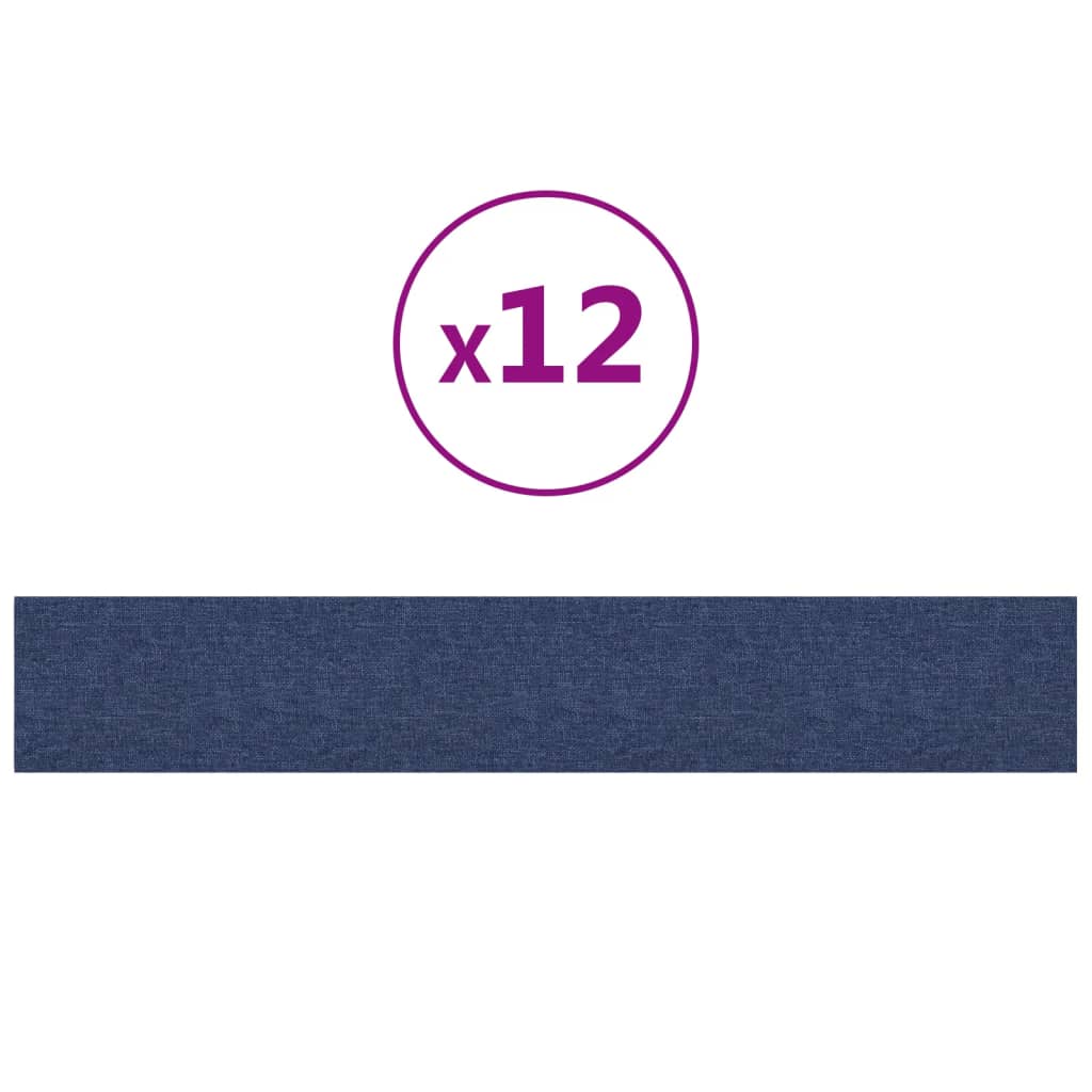 Pannelli Murali 12 pz Blu 90x15 cm Tessuto 1,62 m²