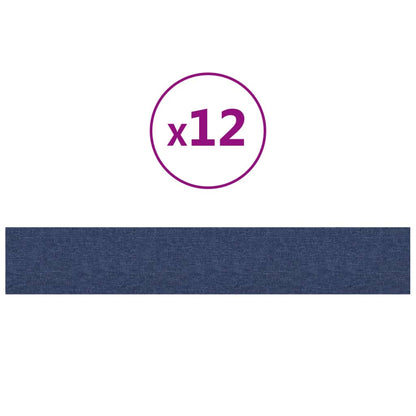 Pannelli Murali 12 pz Blu 90x15 cm Tessuto 1,62 m²