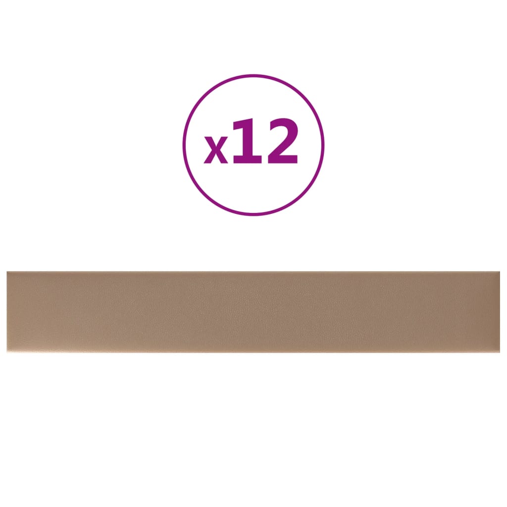 Pannelli Murali 12 pz Cappuccino 90x15 cm in Similpelle 1,62 m²