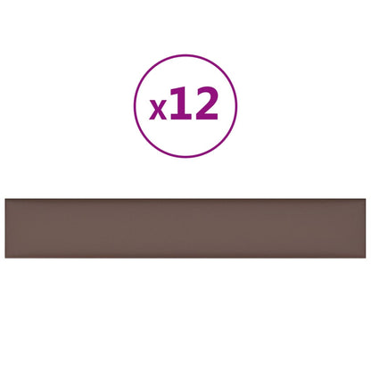 Pannelli Murali 12 pz Marroni 90x15 cm in Similpelle 1,62 m²