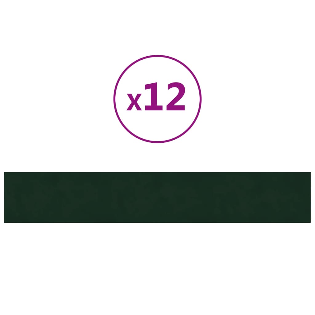 Pannelli Murali 12 pz Verde Scuro 90x15 cm Velluto 1,62 m²
