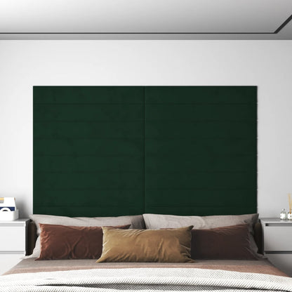 Pannelli Murali 12 pz Verde Scuro 90x15 cm Velluto 1,62 m²