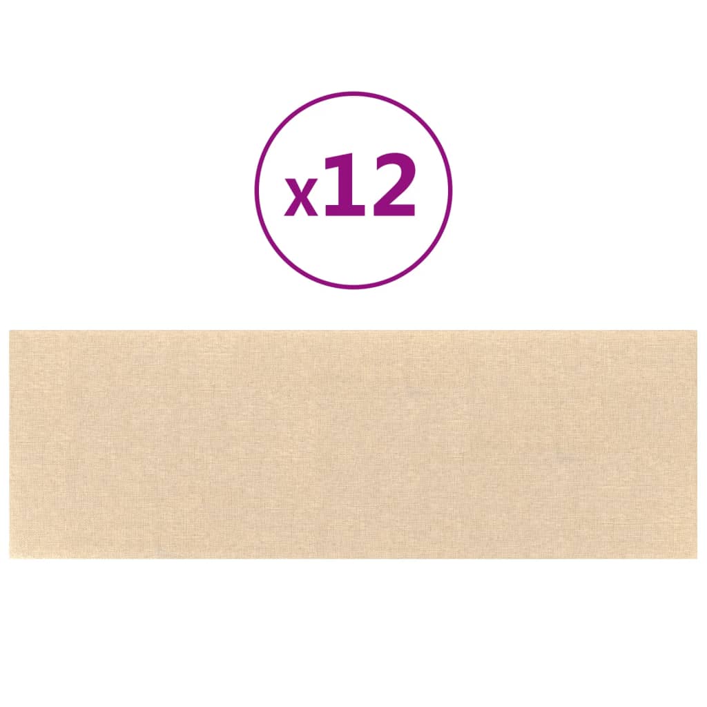 Pannelli Murali 12 pz Crema 90x15 cm Tessuto 3,24 m²