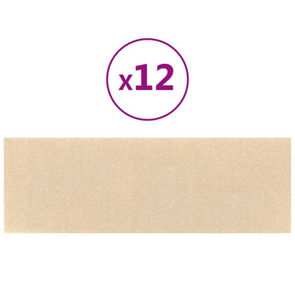 Pannelli Murali 12 pz Crema 90x15 cm Tessuto 3,24 m²