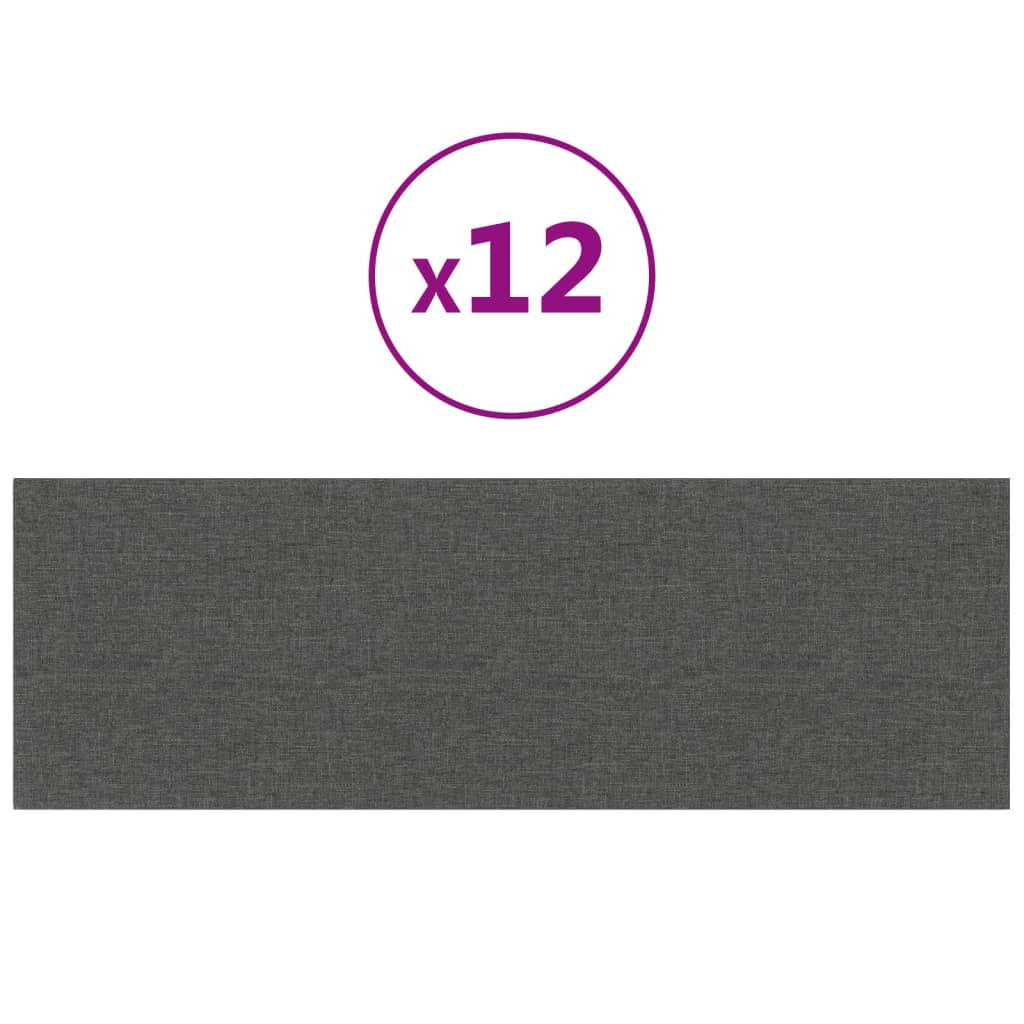Pannelli Murali 12 pz Grigio Scuro 90x30 cm Tessuto 3,24 m²