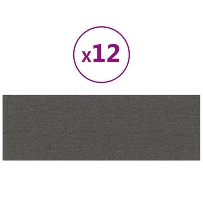 Pannelli Murali 12 pz Grigio Scuro 90x30 cm Tessuto 3,24 m²
