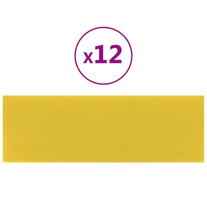 Pannelli Murali 12 pz Giallo chiaro 90x30 cm in Tessuto 3,24 m²