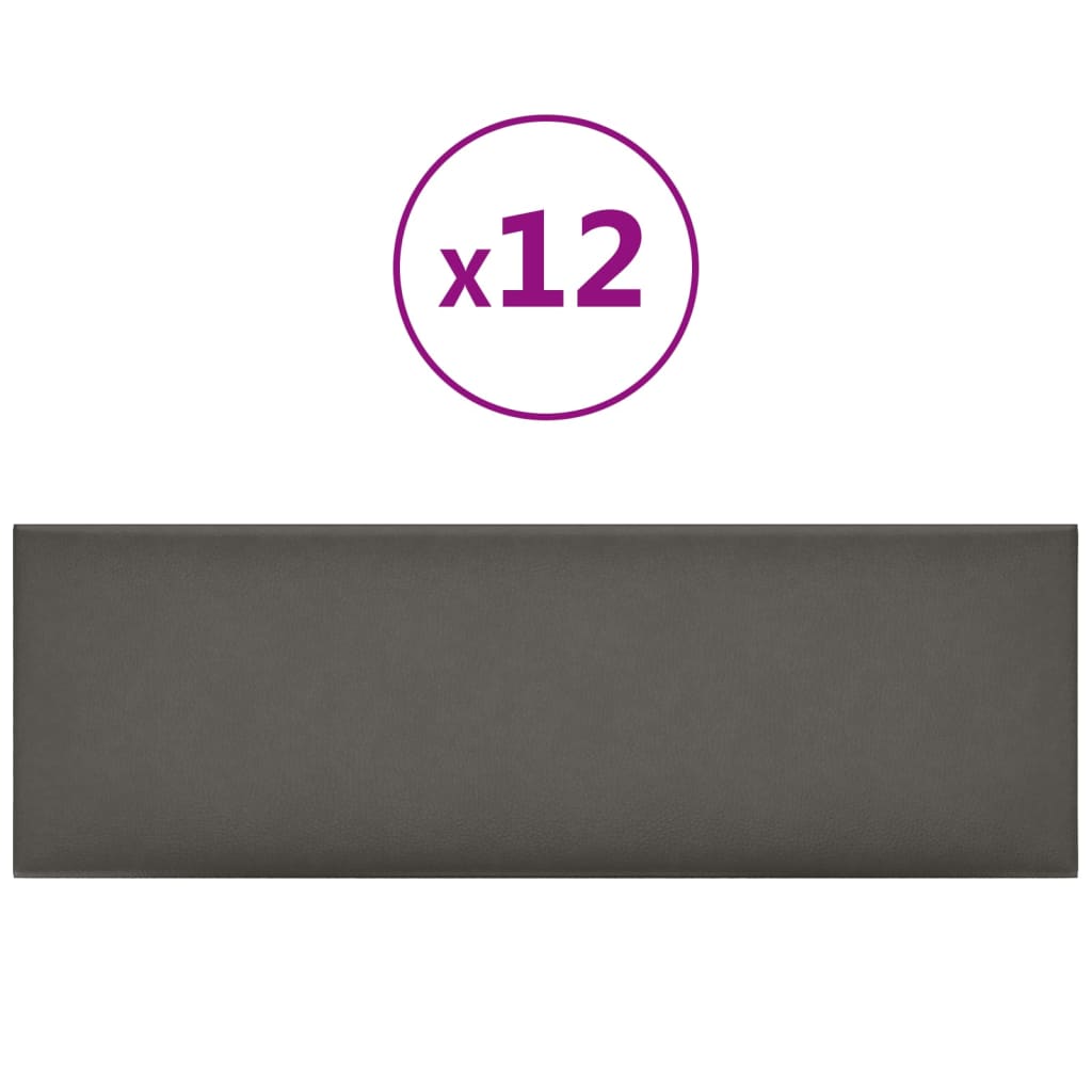 Pannelli Murali 12 pz Grigi 90x30 cm in Similpelle 3,24 m²