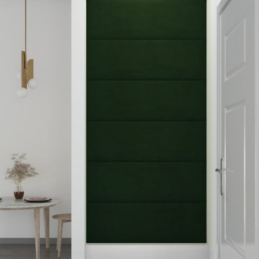 Pannelli Murali 12 pz Verde Scuro 90x30 cm Velluto 3,24 m²
