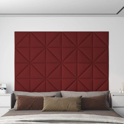 Pannelli Murali 12 pz Rosso Vino 30x30 cm Tessuto 0,54 m²