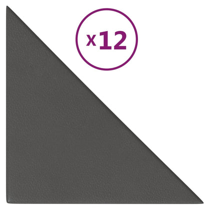 Pannelli Murali 12 pz Grigi 30x30 cm in Similpelle 0,54 m²