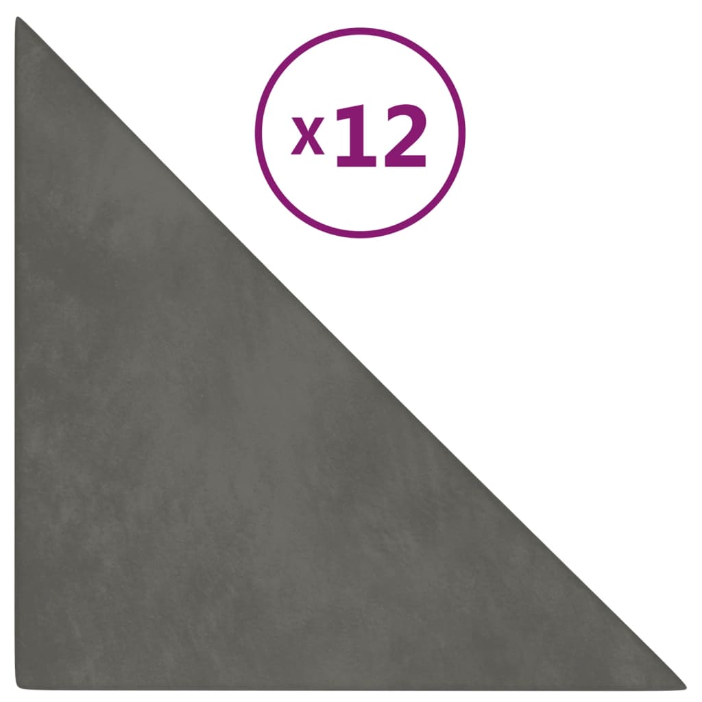 Pannelli Murali 12 pz Grigio Scuro 30x30 cm in Velluto 0,54 m²